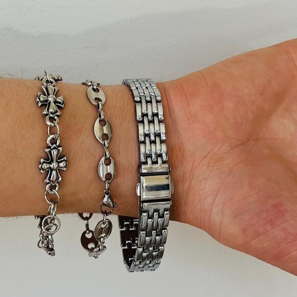 Retro White Square Face Quartz Watch Unisex Stainless Steel 8.5" New - Picture 4 of 16